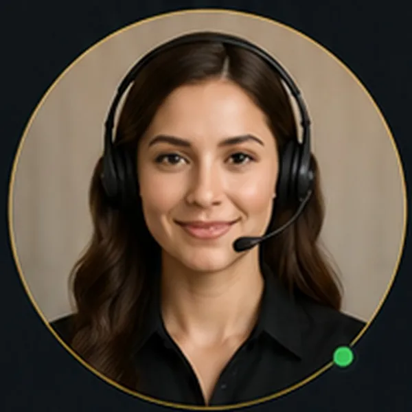 Ava, BeaconVolt receptionist wearing a headset