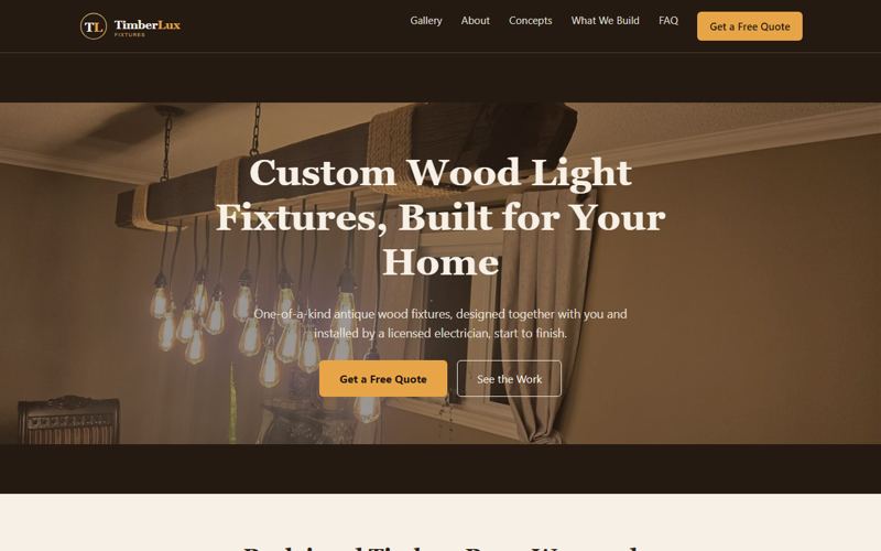 TimberLux Fixtures website